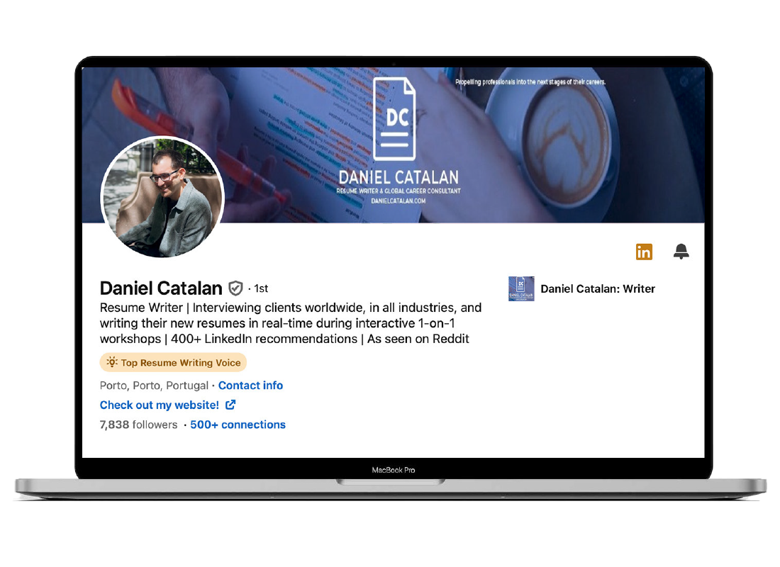 Daniel Catalan's LinkedIn profile before Jon Jacobsen's redesign.